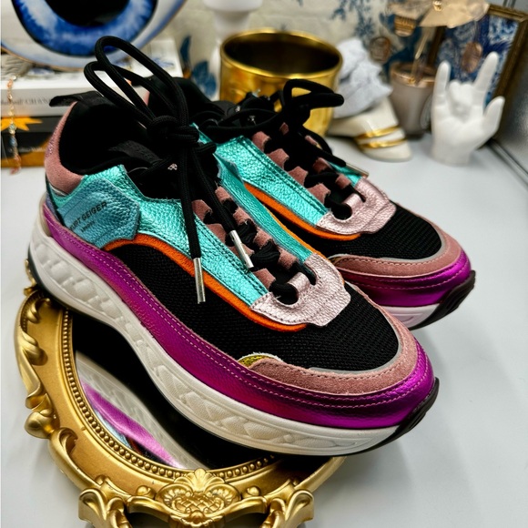 🆕 KURT GEIGER LONDON 🧿 NWOT Kensington Low-Top Sneaker - Metal Comb - Sz 6 - Picture 4 of 15